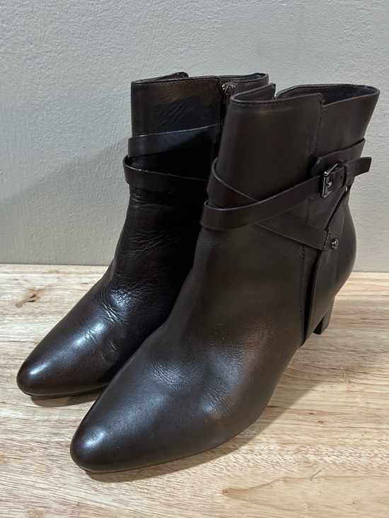 Lauren Ralph Lauren Shoes - Lauren Ralph Lauren EUC Dark Brown Leather Ankle Booties with Buckle Strap